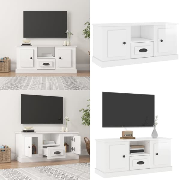 Tv-bänk vit högglans 100x35,5x45 cm konstruerat trä - TV-bänk - TV-bänkar - Home & Living