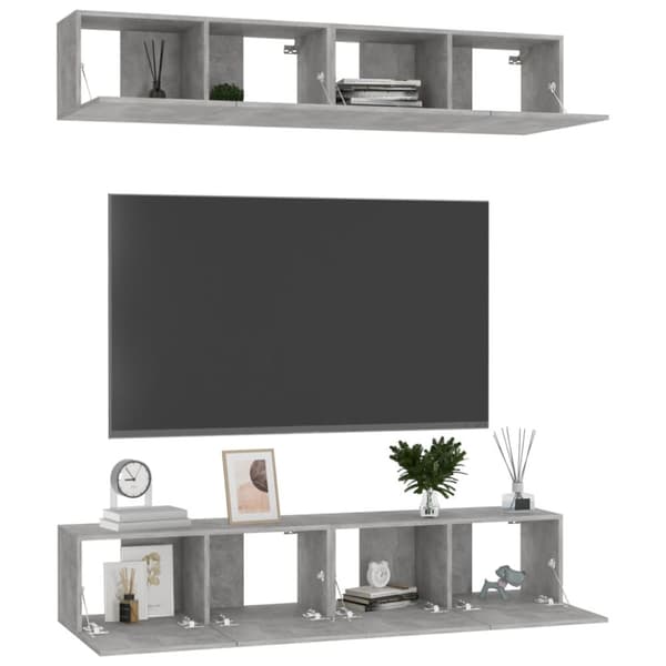 TV-skåp 4 st betonggrå 80x30x30 cm konstruerat trä - TV-skåp - Hifi -skåp - Home & Living