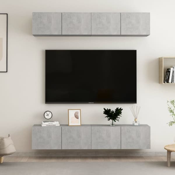 TV-skåp 4 st betonggrå 80x30x30 cm konstruerat trä - TV-skåp - Hifi -skåp - Home & Living