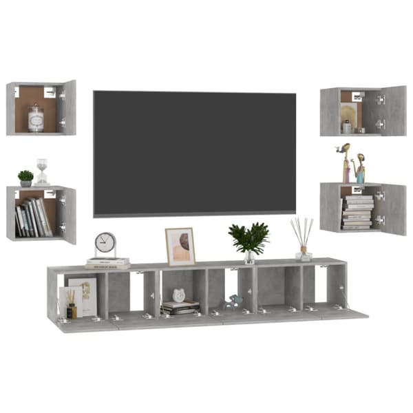 TV-skåp 7 delar betonggrå spånskiva - TV-skåp - Hifi -skåp - Home & Living