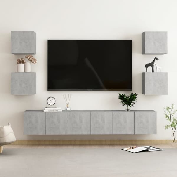 TV-skåp 7 delar betonggrå spånskiva - TV-skåp - Hifi -skåp - Home & Living