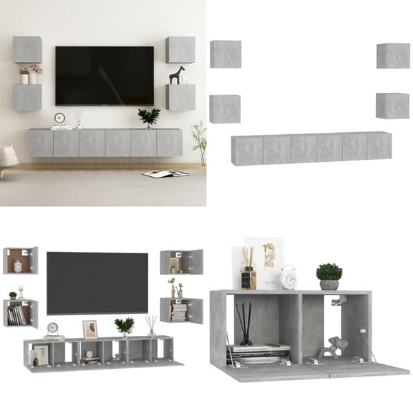 TV-skåp 7 delar betonggrå spånskiva - TV-skåp - Hifi -skåp - Home & Living