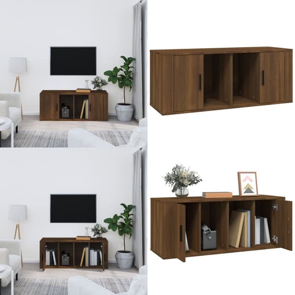 Tv-bänk brun ek 100x35x40 cm konstruerat trä - TV-bänk - TV-bänkar - Home & Living