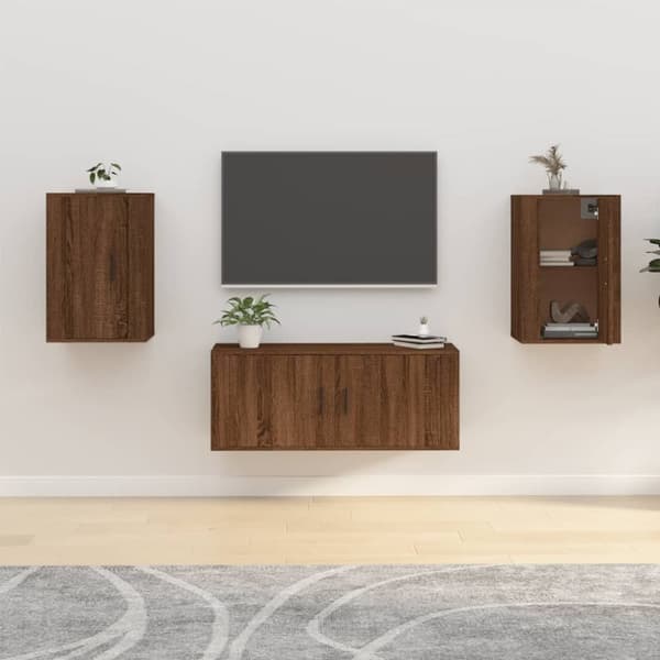 Væghængte tv-skabe 2 stk. 40x34,5x60 cm brun egetræsfarve - Væghængt Tv-skab - Væghængte Tv-skabe - Home & Living