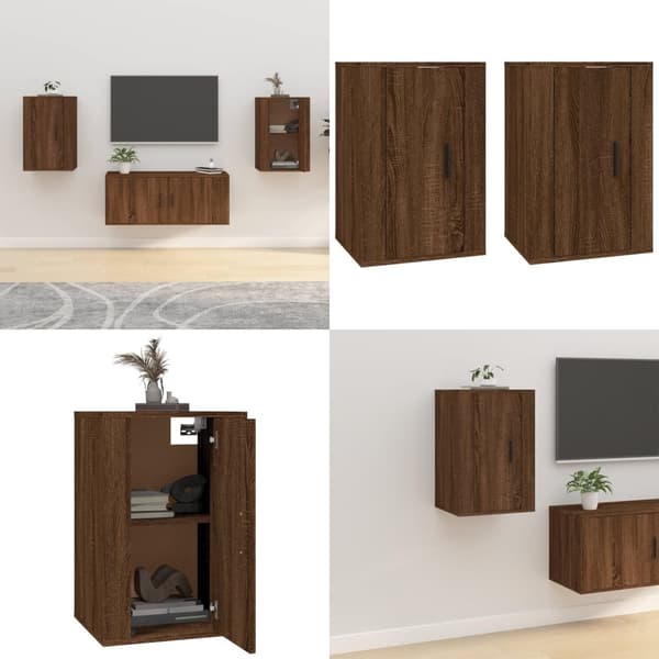 Væghængte tv-skabe 2 stk. 40x34,5x60 cm brun egetræsfarve - Væghængt Tv-skab - Væghængte Tv-skabe - Home & Living