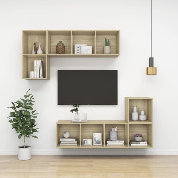 Væghængt reol 37x37x142,5 cm spånplade sonoma-eg - Tv-skab - Tv-skabe - Home & Living