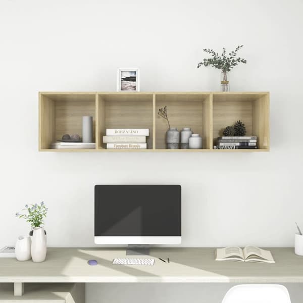 Væghængt reol 37x37x142,5 cm spånplade sonoma-eg - Tv-skab - Tv-skabe - Home & Living