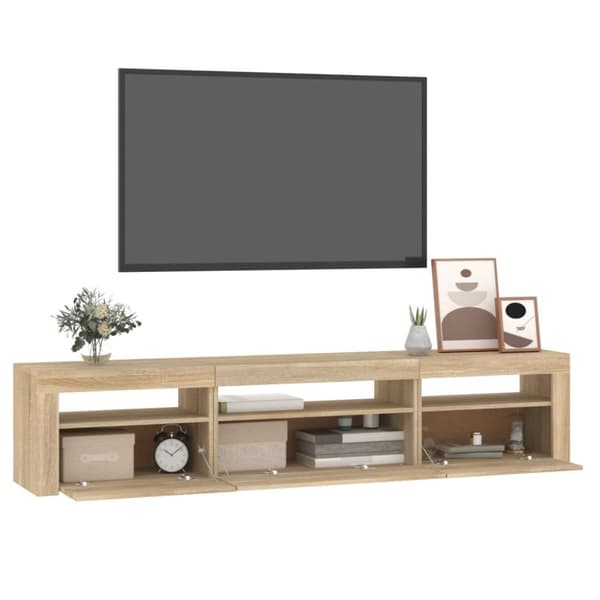 Tv-bord med LED-lys 195x35x40 cm sonoma-eg - Tv-skab - Tv-skabe - Home & Living