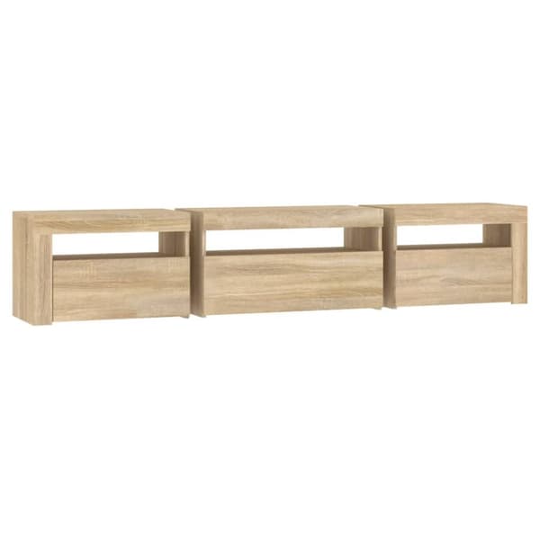 Tv-bord med LED-lys 195x35x40 cm sonoma-eg - Tv-skab - Tv-skabe - Home & Living
