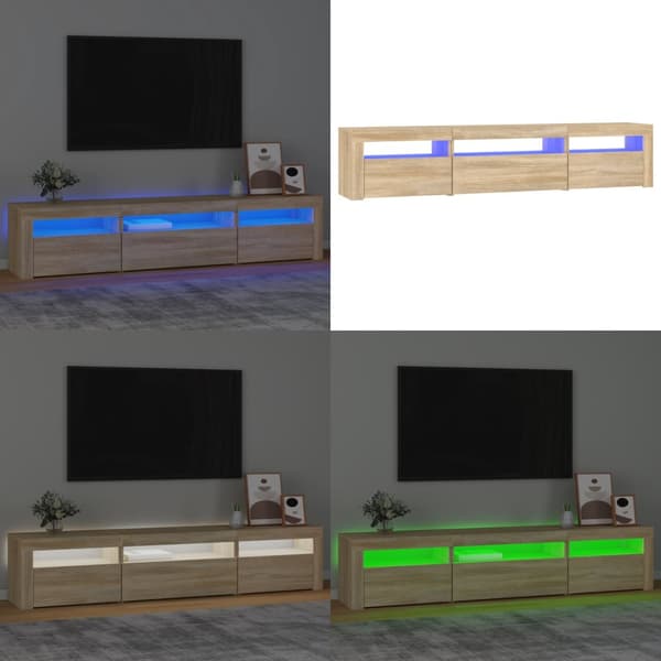 Tv-bord med LED-lys 195x35x40 cm sonoma-eg - Tv-skab - Tv-skabe - Home & Living