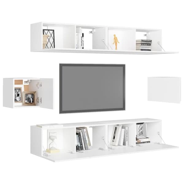 TV-skåp 6 delar vit konstruerat trä - TV-skåp - Hängande TV-skåp - Home & Living