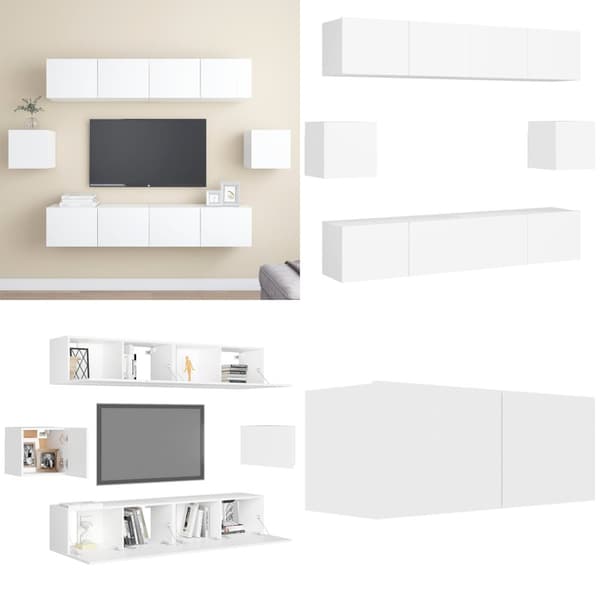 TV-skåp 6 delar vit konstruerat trä - TV-skåp - Hängande TV-skåp - Home & Living