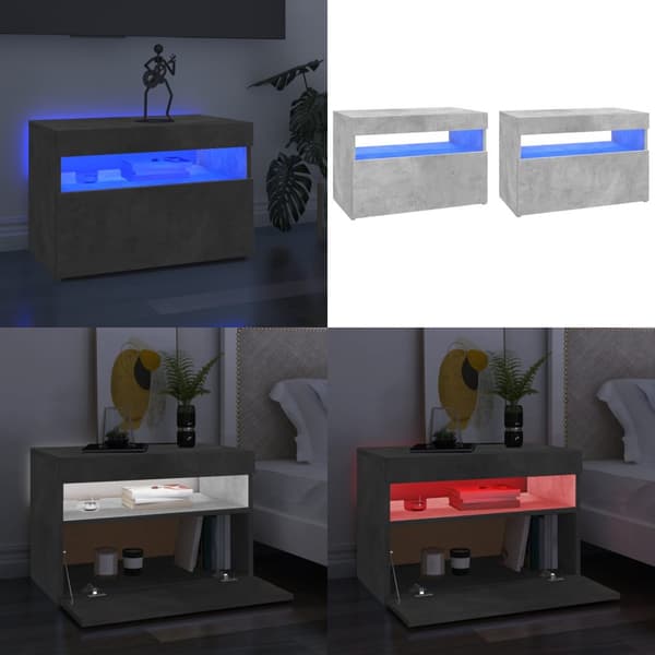 TV-bänk med LED-belysning 2 delar betonggrå 60x35x40 cm - TV-skåp - TV-skåp Med Lysdiod - Home & Living