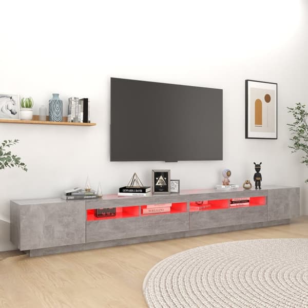 Tv-skab med LED-lys 300x35x40 cm betongrå - Tv-skab - Tv-skabe - Home & Living