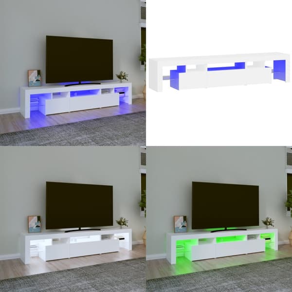 Tv-skab med LED-lys 200x36,5x40 cm hvid - Tv-skab - Tv-skabe - Home & Living