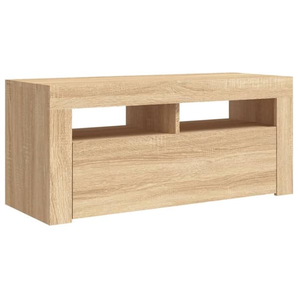 TV-bänk med LED-belysning sonoma-ek 90x35x40 cm - Tv-bänk - Tv-bänkar - Home & Living