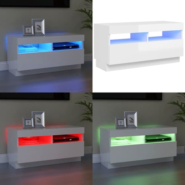 Tv-skab med LED-lys 80x35x40 cm hvid højglans - Tv-skab - Tv-skabe - Home & Living