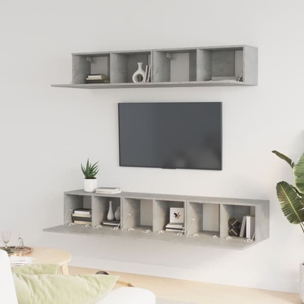5-osainen TV-kaappisarja betoninharmaa tekninen puu - TV-kaappisarja - TV-kaappisarjat - Home & Living