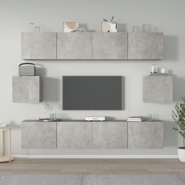 Tv-skåp 6 delar betonggrå konstruerat trä - TV-bänk - TV-bänkar - Home & Living