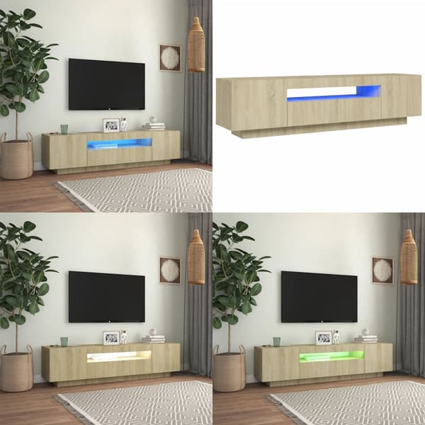 Tv-bord med LED-lys 160x35x40 cm sonoma-eg - Tv-skab - Tv-skabe - Home & Living