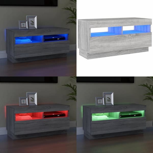 Tv-bord med LED-lys 80x35x40 cm grå sonoma-eg - Tv-bord - Tv-borde - Home & Living