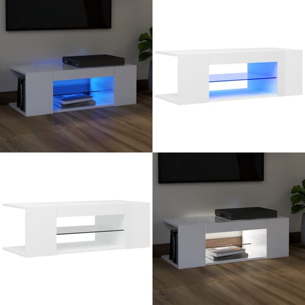 Tv-skab med LED-lys 90x39x30 cm hvid højglans - Tv-skab - Tv-skabe - Home & Living