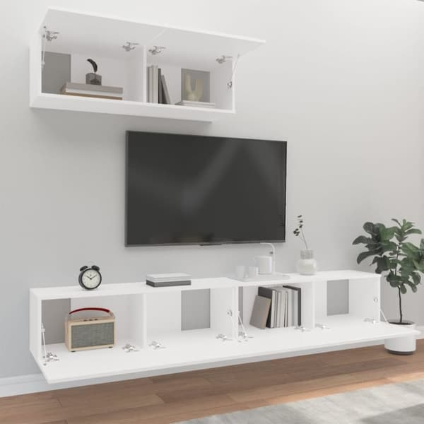Tv-skåp 3 delar vit konstruerat trä - TV-bänk - TV-bänkar - Home & Living
