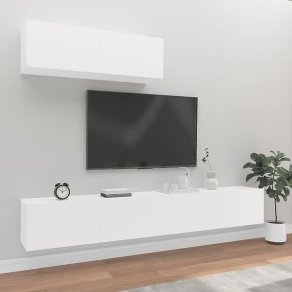 Tv-skåp 3 delar vit konstruerat trä - TV-bänk - TV-bänkar - Home & Living