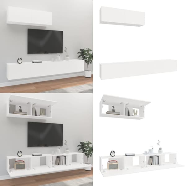 Tv-skåp 3 delar vit konstruerat trä - TV-bänk - TV-bänkar - Home & Living