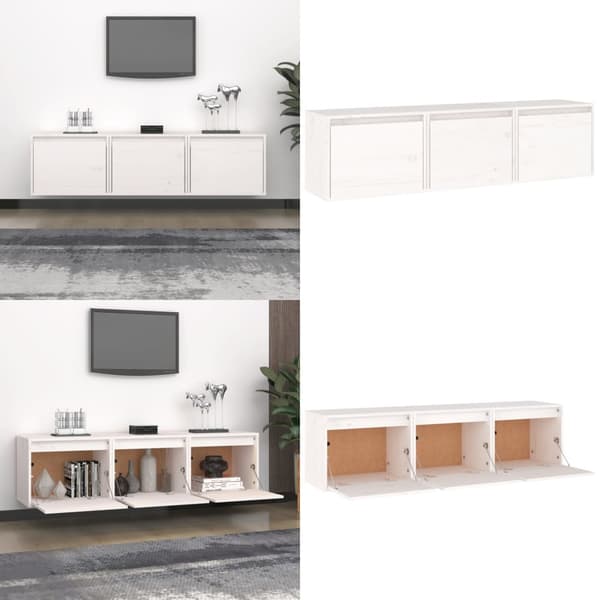 Tv-skabe 3 dele massivt fyrretræ hvid - Tv-skab - Tv-skabe - Home & Living