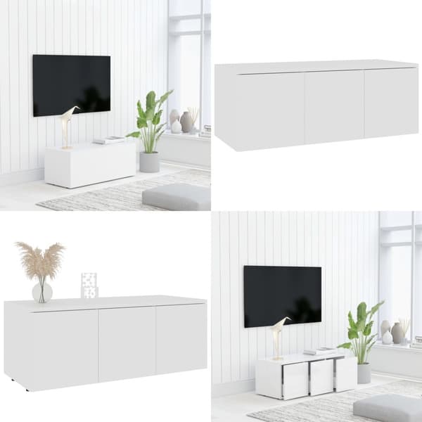 TV-bänk vit 80x34x30 cm spånskiva - Tv-bänk - Tv-bänkar - Home & Living