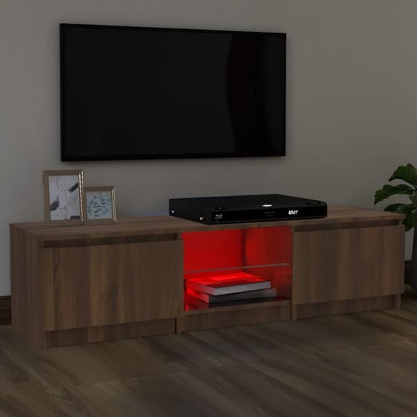 TV-taso LED-valoilla ruskea tammi 140x40x35,5 cm - TV-taso - TV-taso - Home & Living