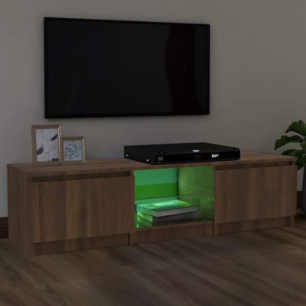 TV-taso LED-valoilla ruskea tammi 140x40x35,5 cm - TV-taso - TV-taso - Home & Living