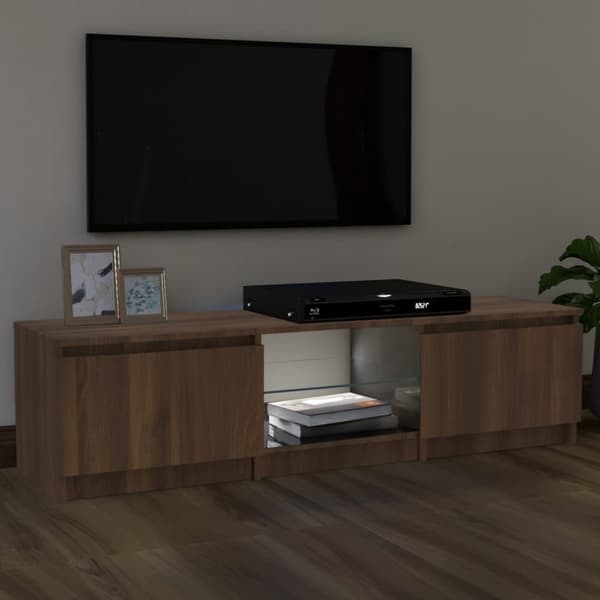 TV-taso LED-valoilla ruskea tammi 140x40x35,5 cm - TV-taso - TV-taso - Home & Living