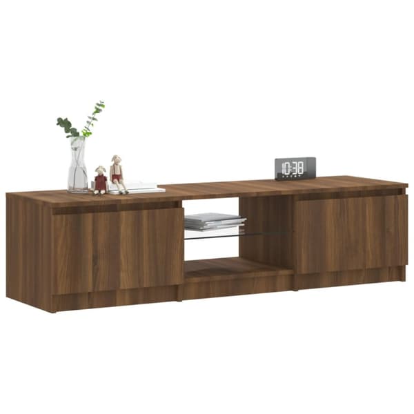 TV-taso LED-valoilla ruskea tammi 140x40x35,5 cm - TV-taso - TV-taso - Home & Living