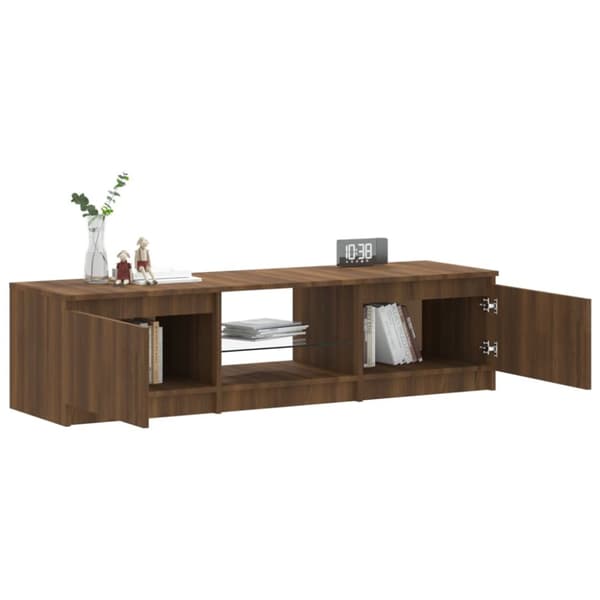 TV-taso LED-valoilla ruskea tammi 140x40x35,5 cm - TV-taso - TV-taso - Home & Living