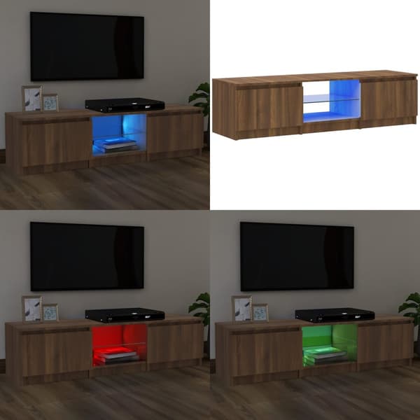 TV-taso LED-valoilla ruskea tammi 140x40x35,5 cm - TV-taso - TV-taso - Home & Living