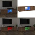 Pikkukuva 1 / 11: TV-taso LED-valoilla ruskea tammi 140x40x35,5 cm - TV-taso - TV-taso - Home & Living