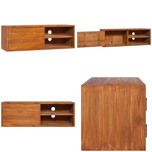 Väggmonterad TV-bänk 90x30x30 cm massiv teak - Tv-bänk - Tv-bänkar - Home & Living