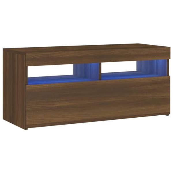 Tv-bord med LED-lys 90x35x40 cm brun egetræsfarve - Tv-bord - Tv-borde - Home & Living
