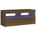 Miniatyrbillede 3 af 11: Tv-bord med LED-lys 90x35x40 cm brun egetræsfarve - Tv-bord - Tv-borde - Home & Living