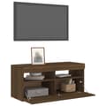 Miniatyrbillede 7 af 11: Tv-bord med LED-lys 90x35x40 cm brun egetræsfarve - Tv-bord - Tv-borde - Home & Living