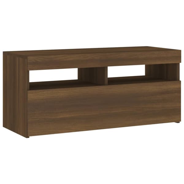 Tv-bord med LED-lys 90x35x40 cm brun egetræsfarve - Tv-bord - Tv-borde - Home & Living