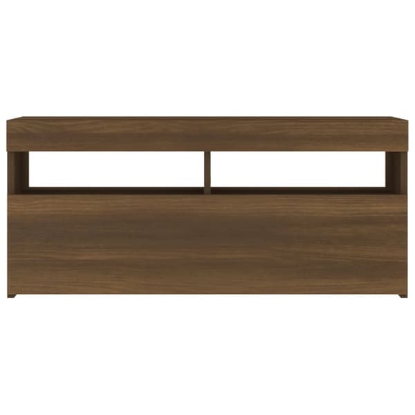 Tv-bord med LED-lys 90x35x40 cm brun egetræsfarve - Tv-bord - Tv-borde - Home & Living