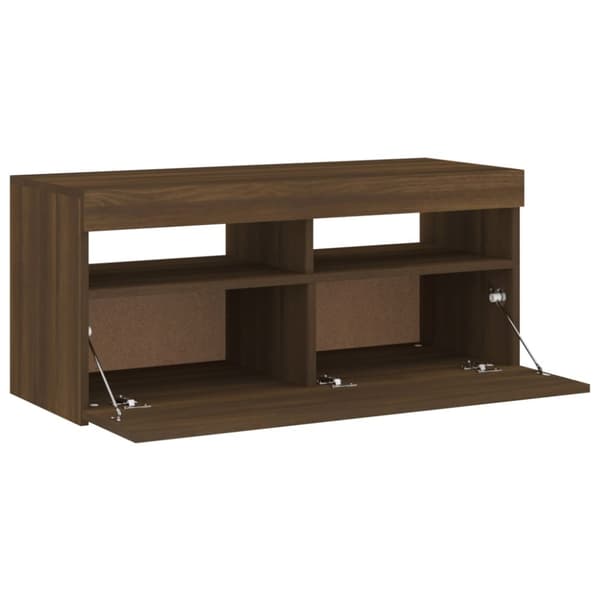 Tv-bord med LED-lys 90x35x40 cm brun egetræsfarve - Tv-bord - Tv-borde - Home & Living