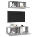 Miniatyrbillede 4 af 8: Tv-skabe 2 dele spånplade betongrå - Tv-skabssæt - Væghængt Tv-skab - Home & Living