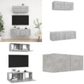 Miniatyrbillede 1 af 8: Tv-skabe 2 dele spånplade betongrå - Tv-skabssæt - Væghængt Tv-skab - Home & Living