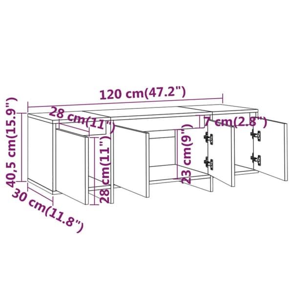TV-bänk sonoma-ek 120x30x40,5 cm konstruerat trä - TV-skåp - Tv-skåp - Home & Living