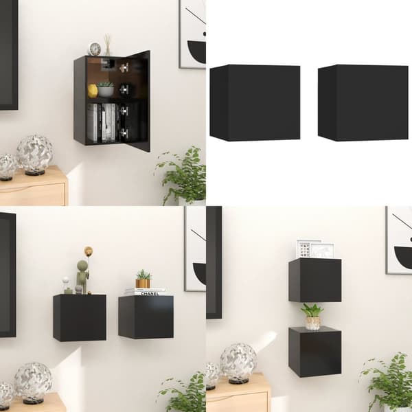 Väggmonterade tv-skåp 2 st svart 30,5x30x30 cm - TV-bänk - TV-bänkar - Home & Living