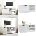 Miniatyrbild 1 av 10: Tv-bänk vit högglans 80x35x36,5 cm konstruerat trä - Tv-bänk - Tv-bänkar - Home & Living